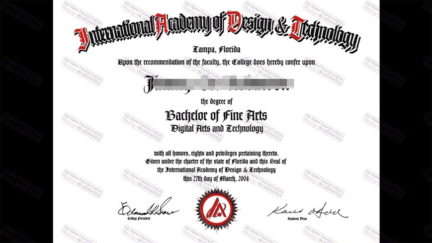 Copy Fake Make fake International Academy of Design and Technology Diploma Certificate