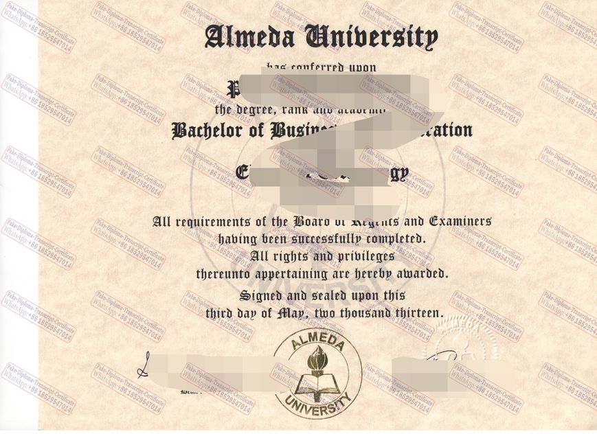 Fake Buy fake Almeida Univertsity Diploma Certificate