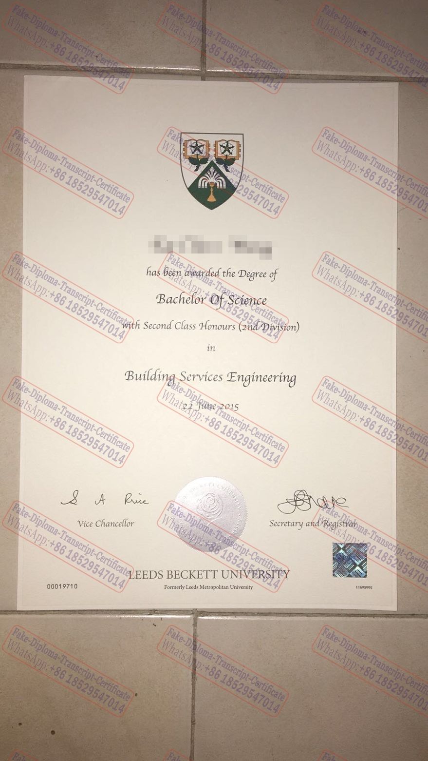 Fake Leeds Metropolitan University Degree